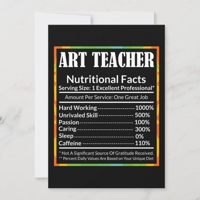 Tarjeta De Agradecimiento Maestra de arte Hechos Funny Artistic Lover Grap (Anverso)