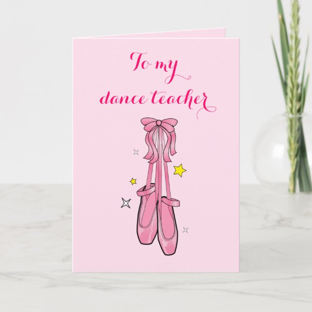 Tarjeta De Agradecimiento Maestra de danza gracias con zapatos de ballet col (Anverso)