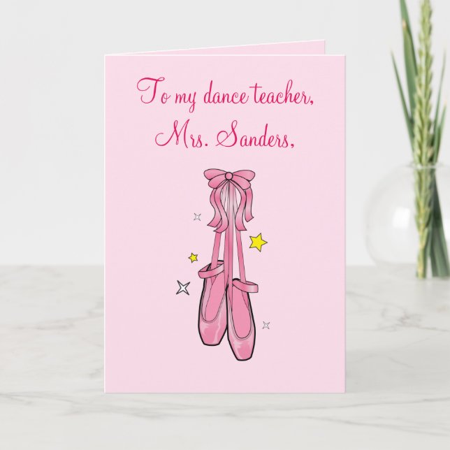 Tarjeta De Agradecimiento Maestra de danza gracias con zapatos de ballet col (Anverso)