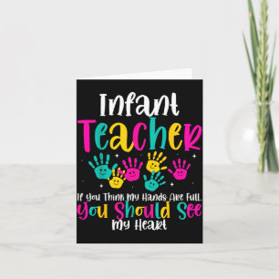 Tarjeta De Agradecimiento Maestra de Infantes Manos Llenas Corazón Cita Rega