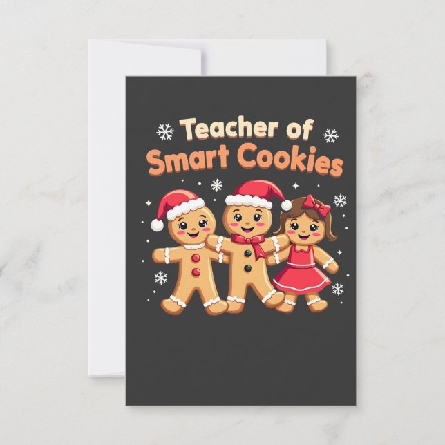 Tarjeta De Agradecimiento Maestra de Navidades de las cookies inteligentes (Anverso)