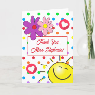 Tarjeta De Agradecimiento Maestra del Dedo Sunshine del Arcoiris Cute