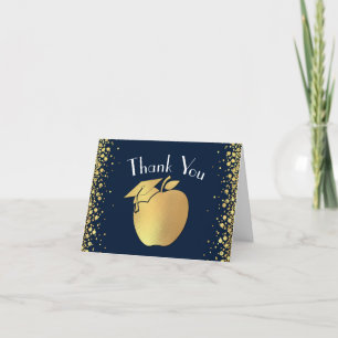 Tarjeta De Agradecimiento Maestra Educación Graduada Marina Oro Azul
