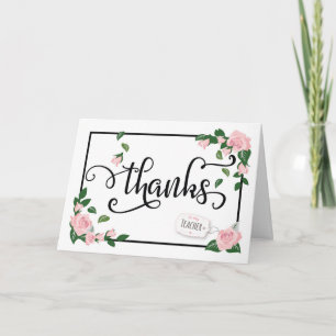 Tarjeta De Agradecimiento Maestra gracias con elegantes rosas rosas rosas ro