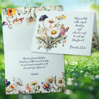 Tarjeta De Agradecimiento Maestro de Escuela Dominical Cristiana Gracias