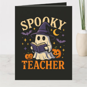 Tarjeta De Agradecimiento Maestro Espeluznante Halloween Fantasma Lindo Leye