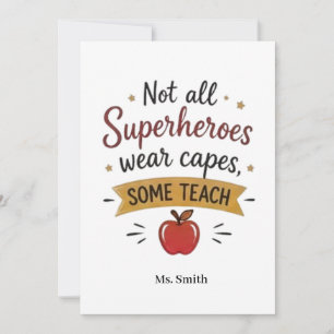 Tarjeta De Agradecimiento Maestro Superhéroe Personalizado