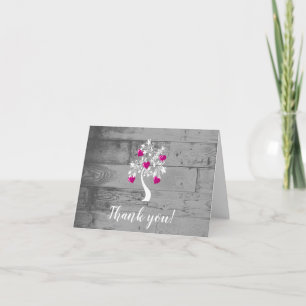 Tarjeta De Agradecimiento Magenta Árbol de corazones Boda Gracias Cartas