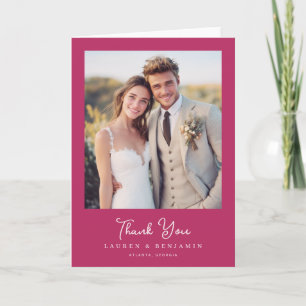 Tarjeta De Agradecimiento Magenta Elegante Grata Foto