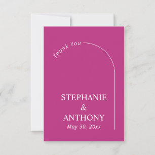 Tarjeta De Agradecimiento Magenta minimal moderna con Boda de arco