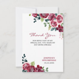 Tarjeta De Agradecimiento Magenta Pink Rose Floral Greenery Birthday