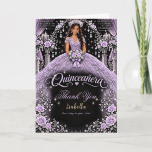 Tarjeta De Agradecimiento Magia de Quinceañera Lavanda