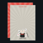 Tarjeta De Agradecimiento Magic Show Magician Kids Birthday Custom Name<br><div class="desc">Un adorable espectáculo mágico de diseño de fiestas de cumpleaños para niños magos. Una hermosa magia muestra un diseño temático que se puede personalizar a tus detalles. Favoritos de cumpleaños, decoración y regalos de magia. Perfecto para los amantes de los espectáculos de magia, los magos y los diseños de los...</div>