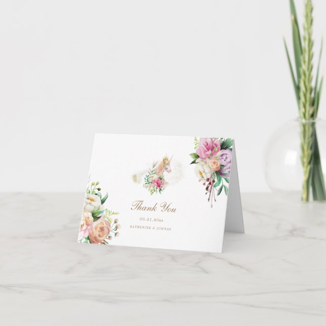 tarjeta de agradecimiento mágica floral unicornio (Anverso)