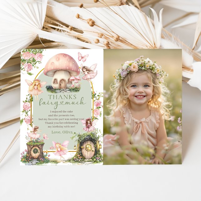 Tarjeta De Agradecimiento Magical Mushroom Fairy Birthday Photo (Subido por el creador)