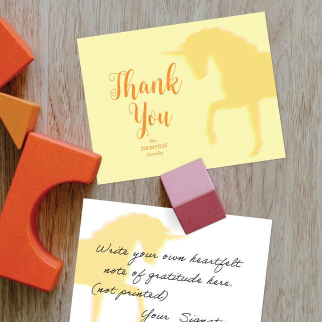 Tarjeta De Agradecimiento Magical Prancing Yellow Unicorn (Subido por el creador)