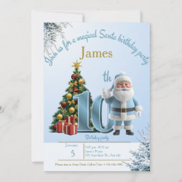 Tarjeta De Agradecimiento Magical Santa Birthday Invitation – 10th Birthday