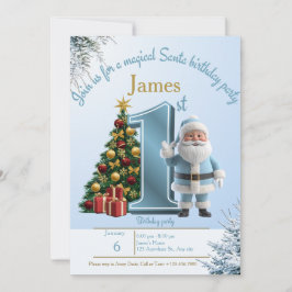Tarjeta De Agradecimiento Magical Santa Birthday Invitation – 1st Birthday