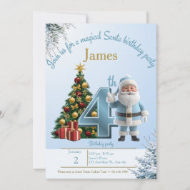 Tarjeta De Agradecimiento Magical Santa Birthday Invitation – 4th Birthday