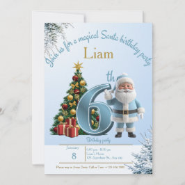 Tarjeta De Agradecimiento Magical Santa Birthday Invitation – 6th Birthday