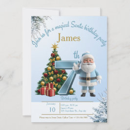 Tarjeta De Agradecimiento Magical Santa Birthday Invitation – 7th Birthday