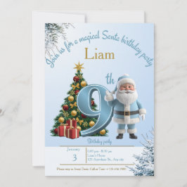 Tarjeta De Agradecimiento Magical Santa Birthday Invitation – 9th Birthday