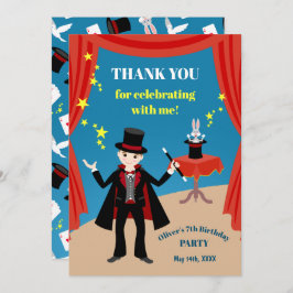 Tarjeta De Agradecimiento Magician Boy Show Birday Party