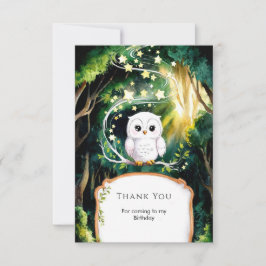 Tarjeta De Agradecimiento Mágico Cumpleaños del Búho en el Bosque