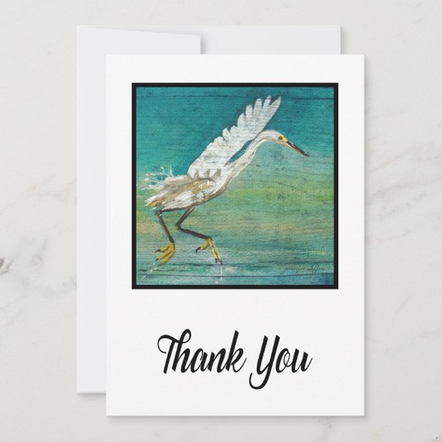 Tarjeta De Agradecimiento Magnífica Playa Costera Egret Pintada (Anverso)