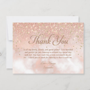 Tarjeta De Agradecimiento Magnífica tipografía de guion de oro rosado de Rub
