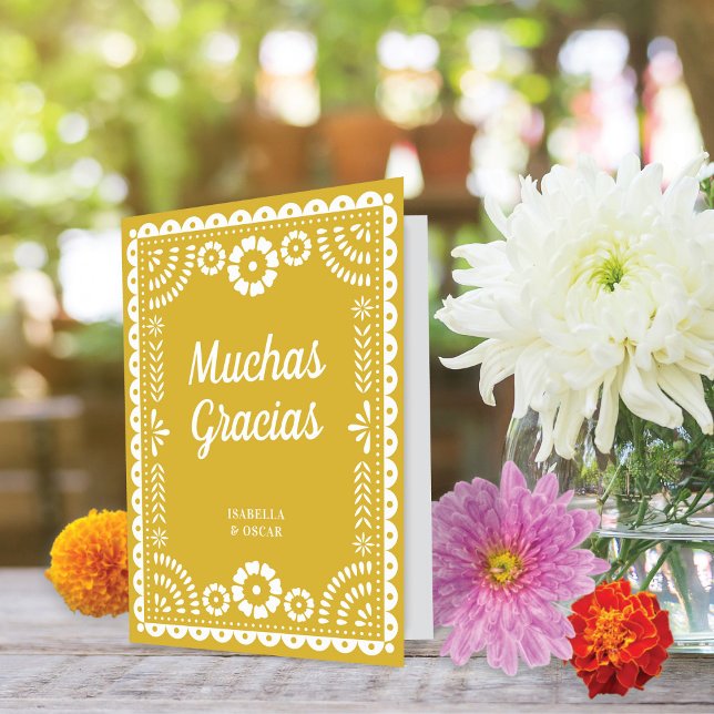 Tarjeta De Agradecimiento Magnífico Boda amarillo "Papel picado" (Subido por el creador)