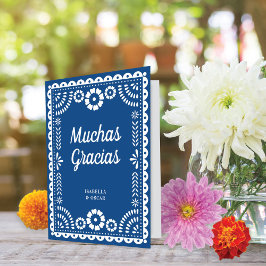 Tarjeta De Agradecimiento Magnífico Boda azul de Papel Picado Ornate
