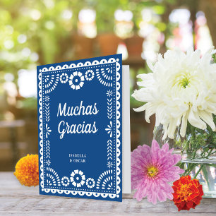 Tarjeta De Agradecimiento Magnífico Boda azul de Papel Picado Ornate