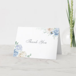Tarjeta De Agradecimiento Magnífico Boda Floral Azul y Blanca Botánica