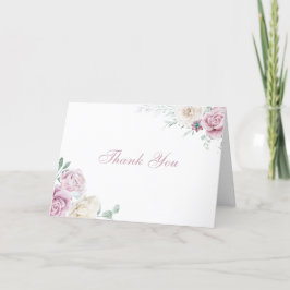 Tarjeta De Agradecimiento Magnífico Boda Floral Botánico y Rubor