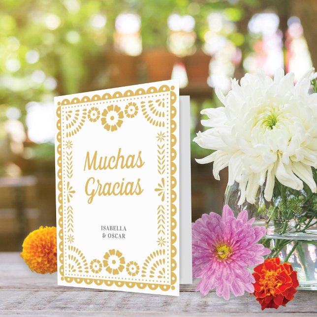 Tarjeta De Agradecimiento Magnífico Boda Neutral de la Moda Papel Picado (Subido por el creador)