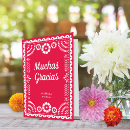 Tarjeta De Agradecimiento Magnífico Boda rosa caliente de Papel Picado Ornat