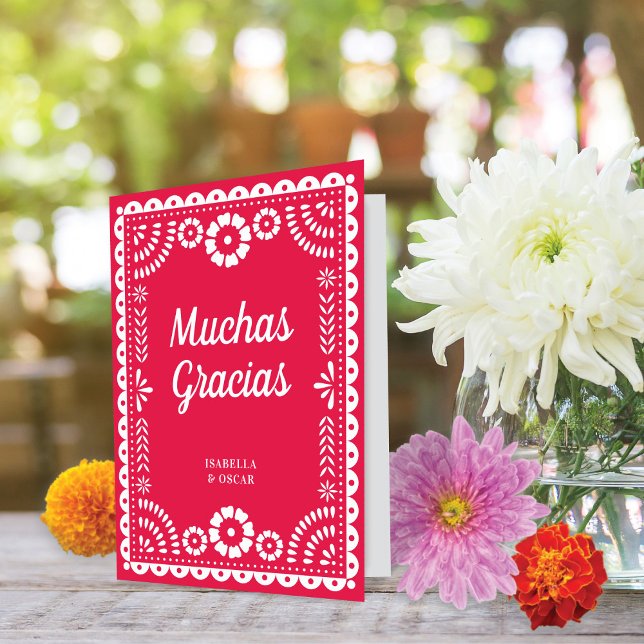 Tarjeta De Agradecimiento Magnífico Boda rosa caliente de Papel Picado Ornat (Subido por el creador)