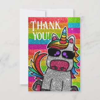 Tarjeta De Agradecimiento Magnífico Día de Cumpleaños del Purpurina Rainbow 