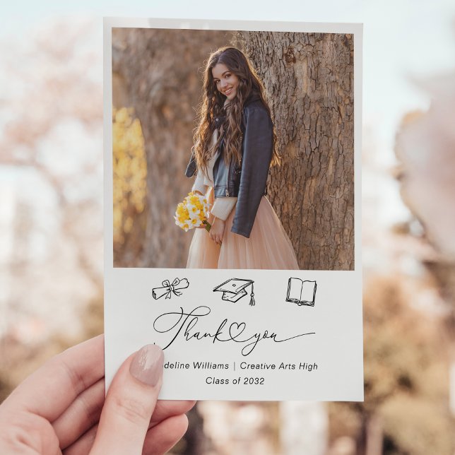 Tarjeta De Agradecimiento Magnífico Doodle Dos Graduación de Foto (Subido por el creador)