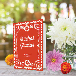 Tarjeta De Agradecimiento Magnífico Ornate Papel Picado cálido Boda rojo