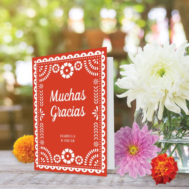 Tarjeta De Agradecimiento Magnífico Ornate Papel Picado cálido Boda rojo (Subido por el creador)