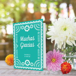 Tarjeta De Agradecimiento Magnífico papel picado Aqua Boda