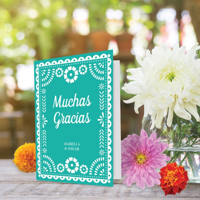 Tarjeta De Agradecimiento Magnífico papel picado Aqua Boda (Subido por el creador)