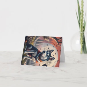 Tarjeta De Agradecimiento Magnífico Perro Husky Tocante Halloween