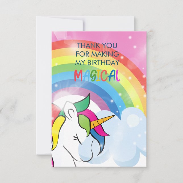 Tarjeta De Agradecimiento Magníficos Chicas de cumpleaños del arcoiris de Un (Anverso)