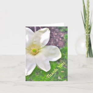 TARJETA DE AGRADECIMIENTO MAGNOLIA BLANCA/GRACIAS/FOTOGRAFÍA./TEXTO DE PERSO