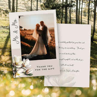 Tarjeta De Agradecimiento Magnolia Boda Foto Gracias Cartas De Mensaje