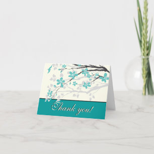 Tarjeta De Agradecimiento Magnolia branch turquesa boda Gracias
