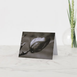 Tarjeta De Agradecimiento Magnolia Brote Minimalista en Blanco y Negro Arte